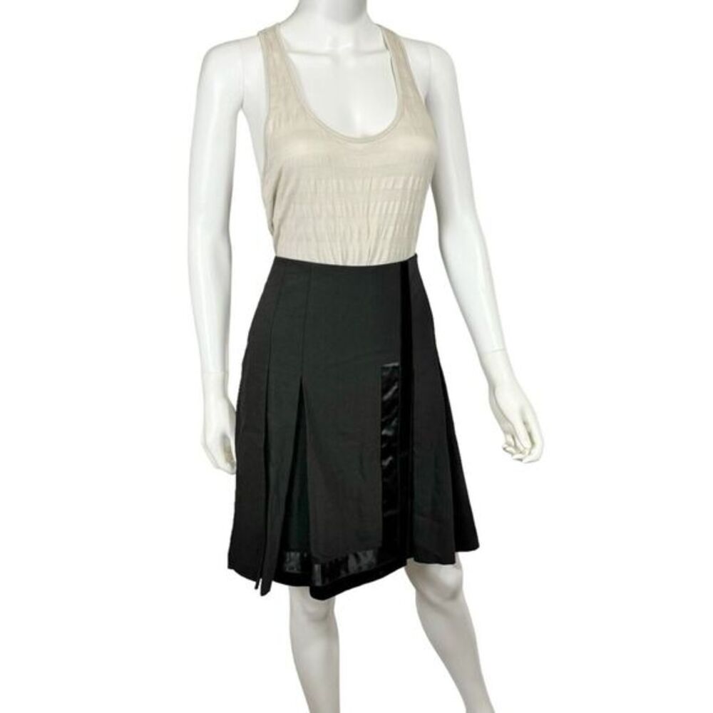 Teenflo Black High Waist Pleated Skirt Size 4 26 Stretch Wool Velvet Trim Canada